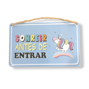 Placa  metálica "Sonreír antes de entrar"